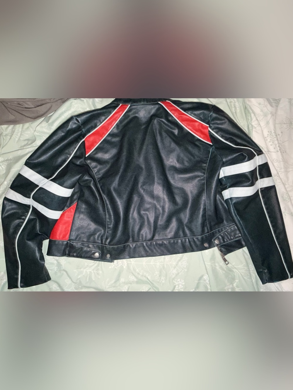 Wild Fable Black Bomber Jacket with Red & White Racing Stripes - Picture 6 of 6